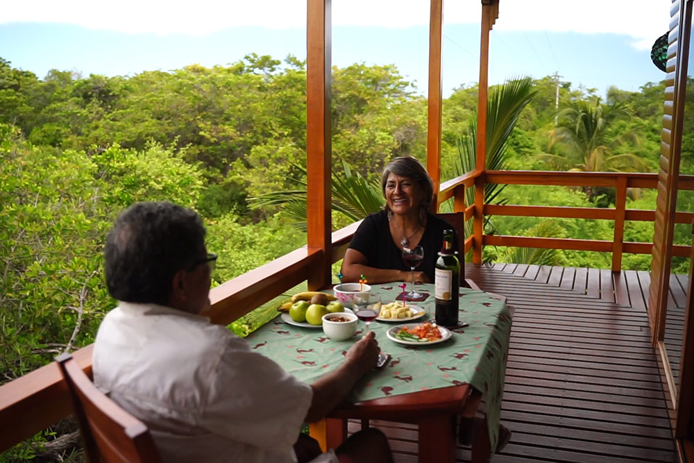 Ecolodge owners enjoy lunch