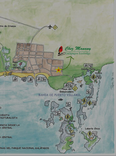 chez Manany map Isabela Island 